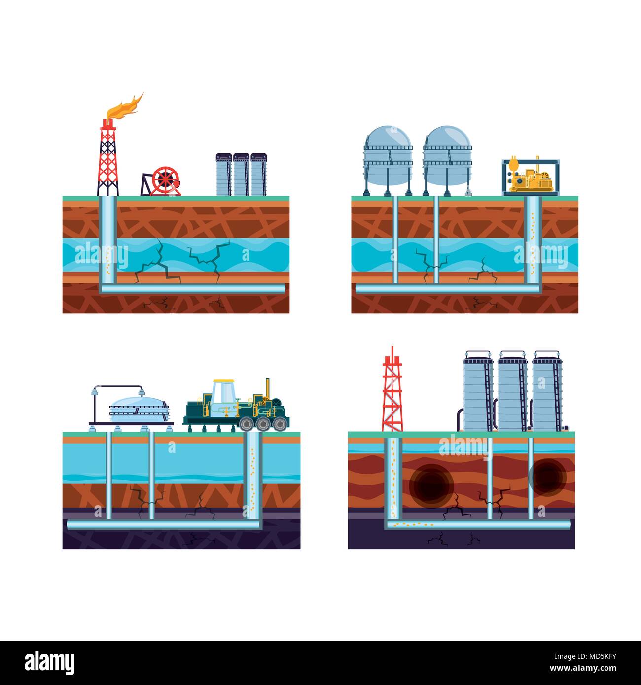 oil industry with fracking process vector illustration design Stock ...
