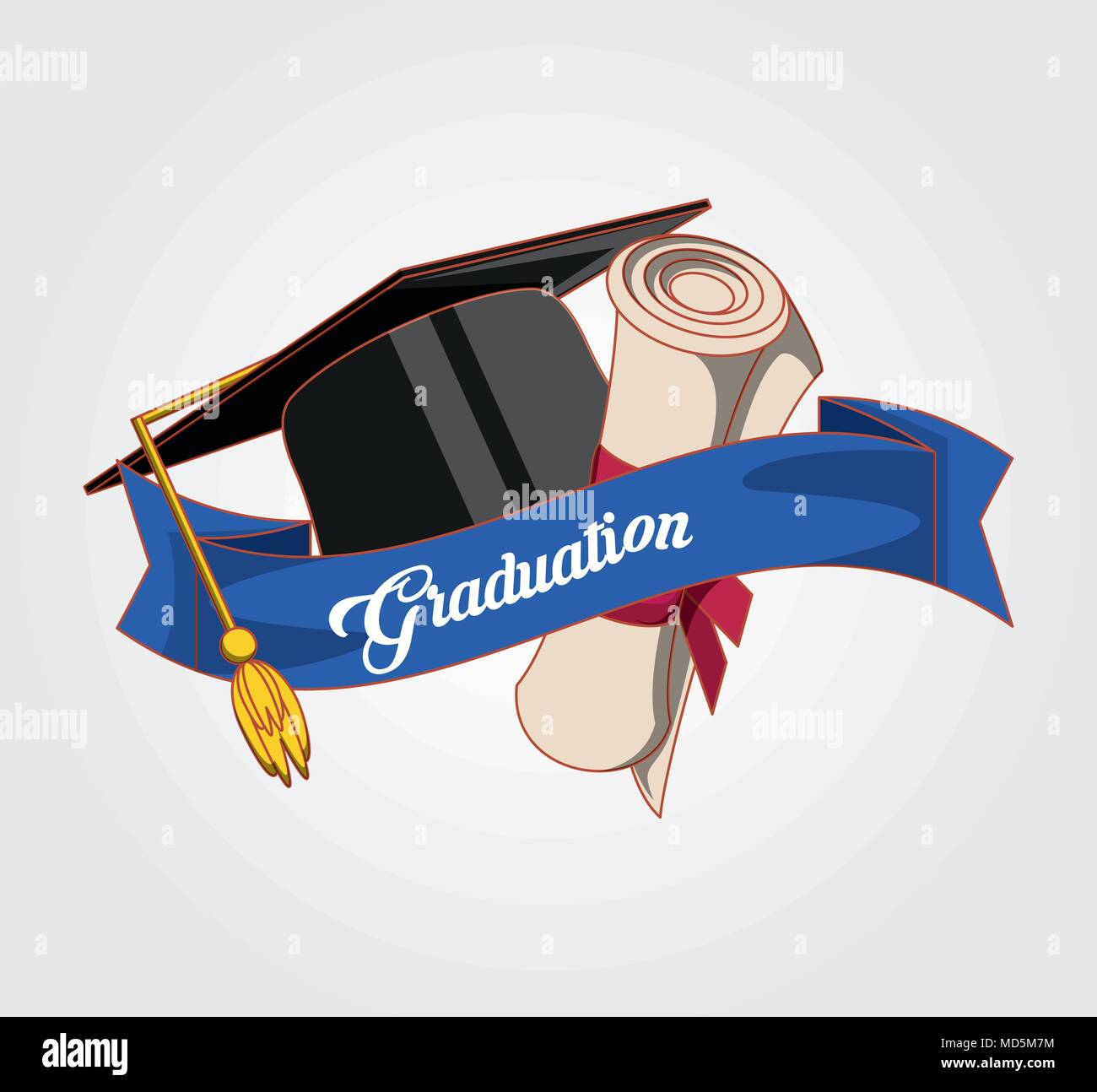 graduation card with hat and diploma vector illustration design Stock ...
