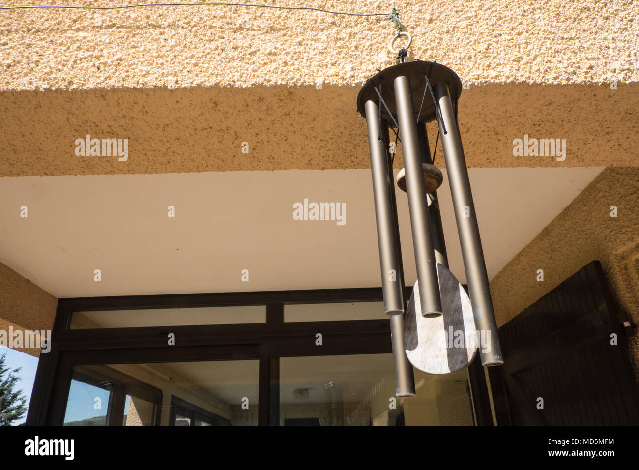windchime,wind,chime,outside,a,house,property,in,countryside,near, Couiza,town,Aude,region,South of France,France,French,Europe,European, Stock Photo