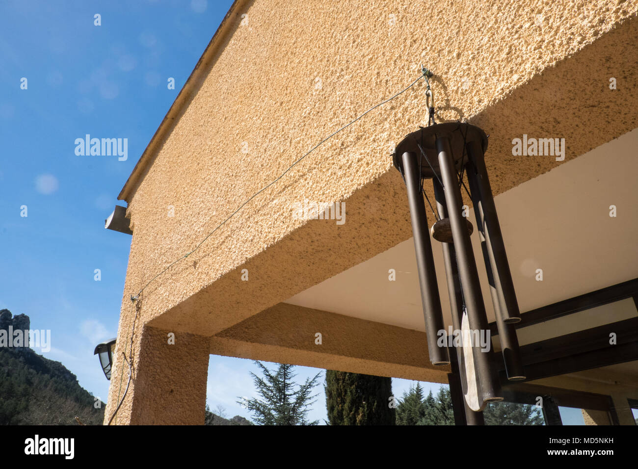 windchime,wind,chime,outside,a,house,property,in,countryside,near, Couiza,town,Aude,region,South of France,France,French,Europe,European, Stock Photo