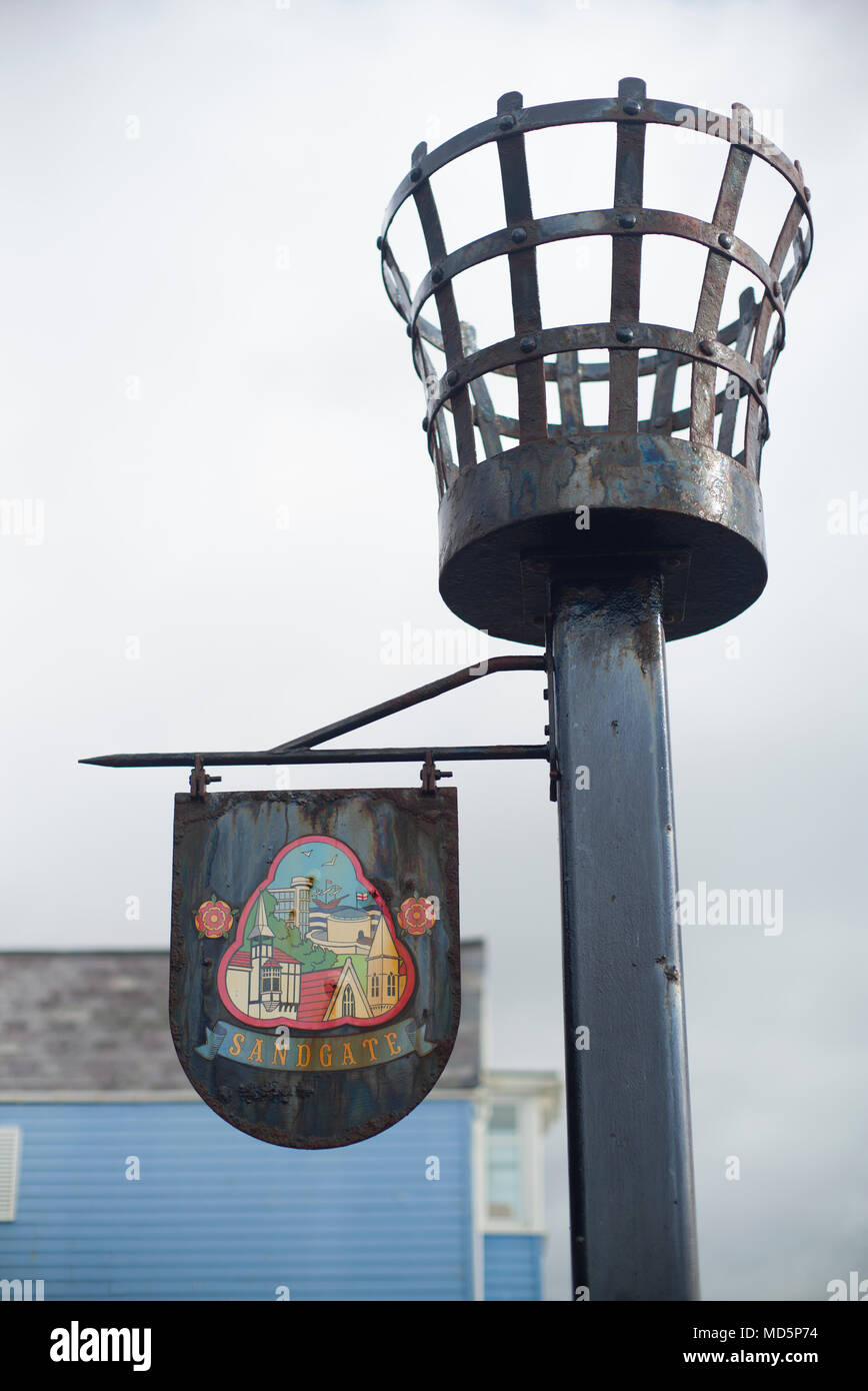 Beacon and hanging sign, Sandgate Kent Stock Photo