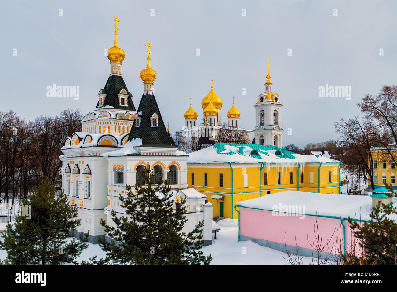Assumption Cathedral in Kremlin of city of Dmitrov, Russia Stock Photo