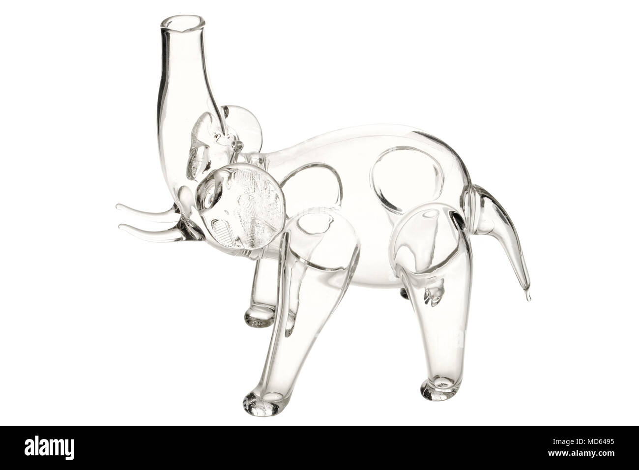 Cute glass elephant figurines isolated on white background Stock Photo
