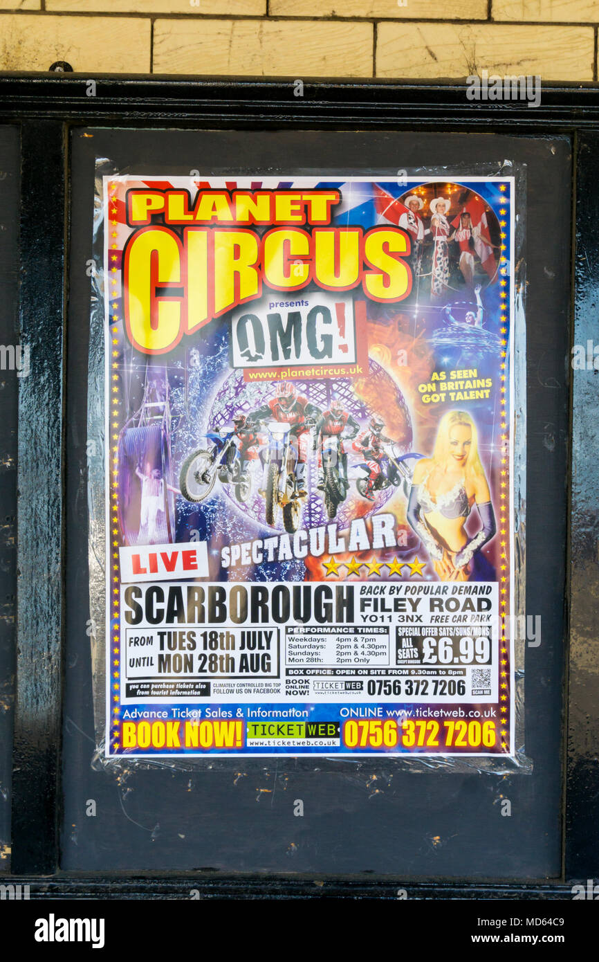 Poster advertising Circus in Scarborough, North Yorkshire Stock