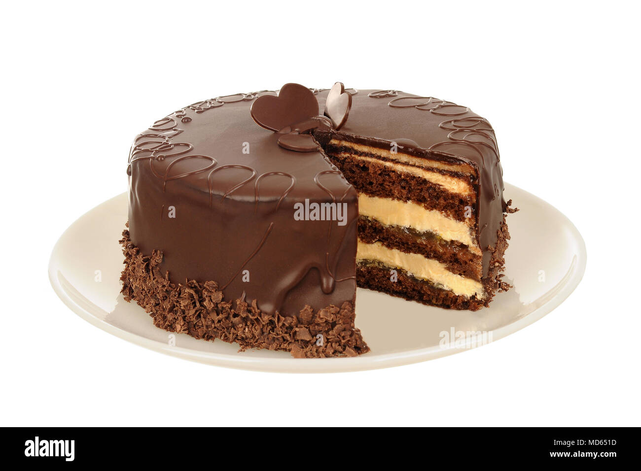 Tasty Chocolate Cake Isolated On White Background Stock Photo Alamy