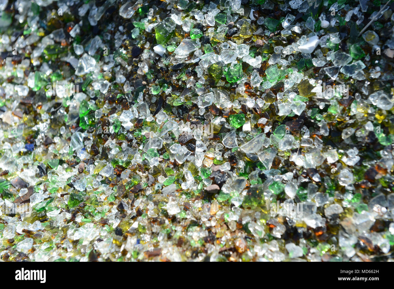 Glass recycling factory in Shetland that breaks down used bottles and jars for use in concrete slabs and sand blasting Stock Photo