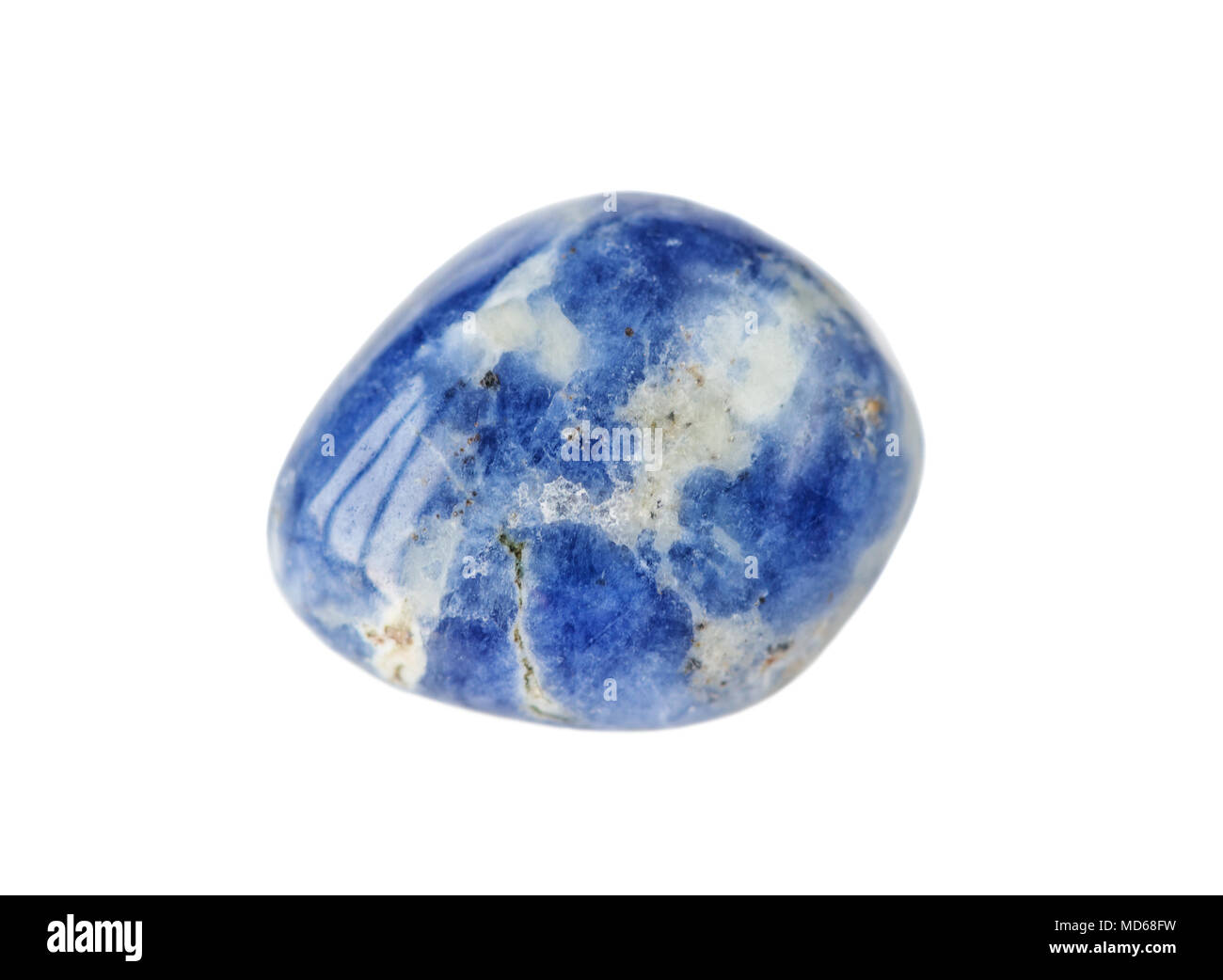 Blue and white natural stone Sodalite isolated on white background Stock Photo