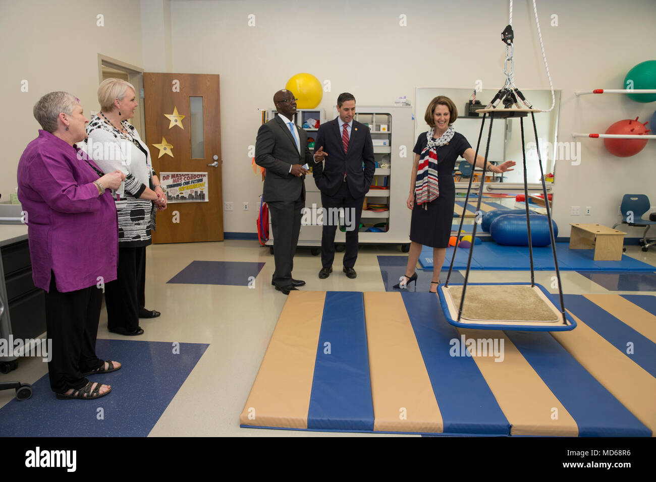 First Lady of Virginia, Pamela Northam tours Crossroads Elementary School on Marine Corps Base