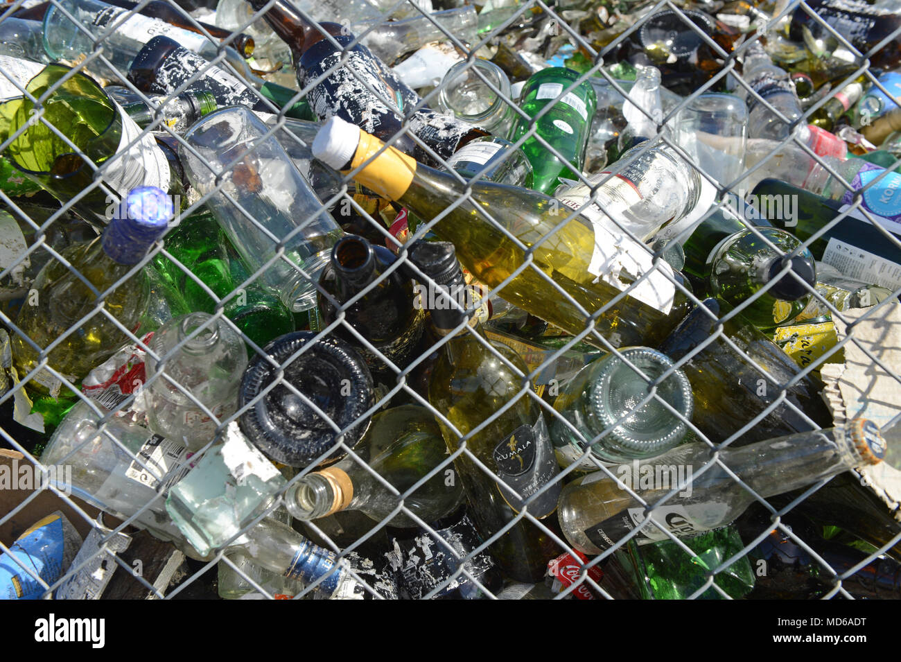 Glass recycling factory in Shetland that breaks down used bottles and jars for use in concrete slabs and sand blasting Stock Photo