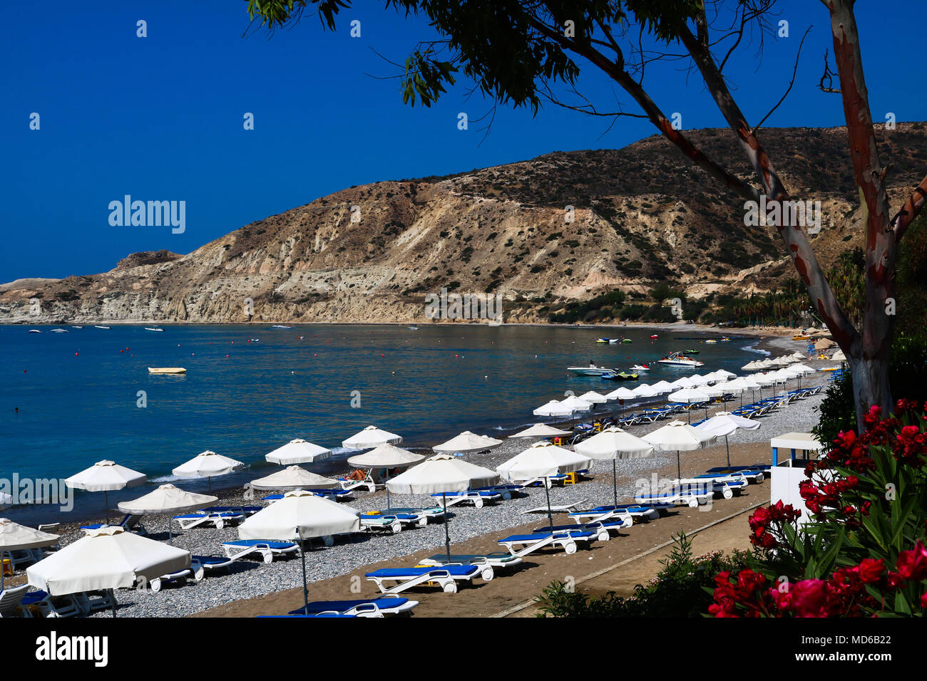 A long view of Pissouri Bay in Cyprus Stock Photo