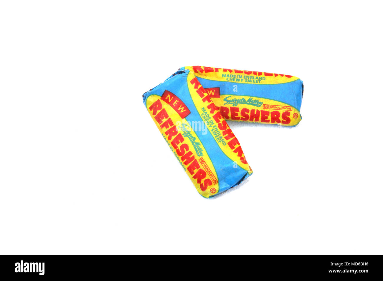 Mini Refreshers Bar Lemon Flavour Chewy Sweet with Sherbet Stock Photo