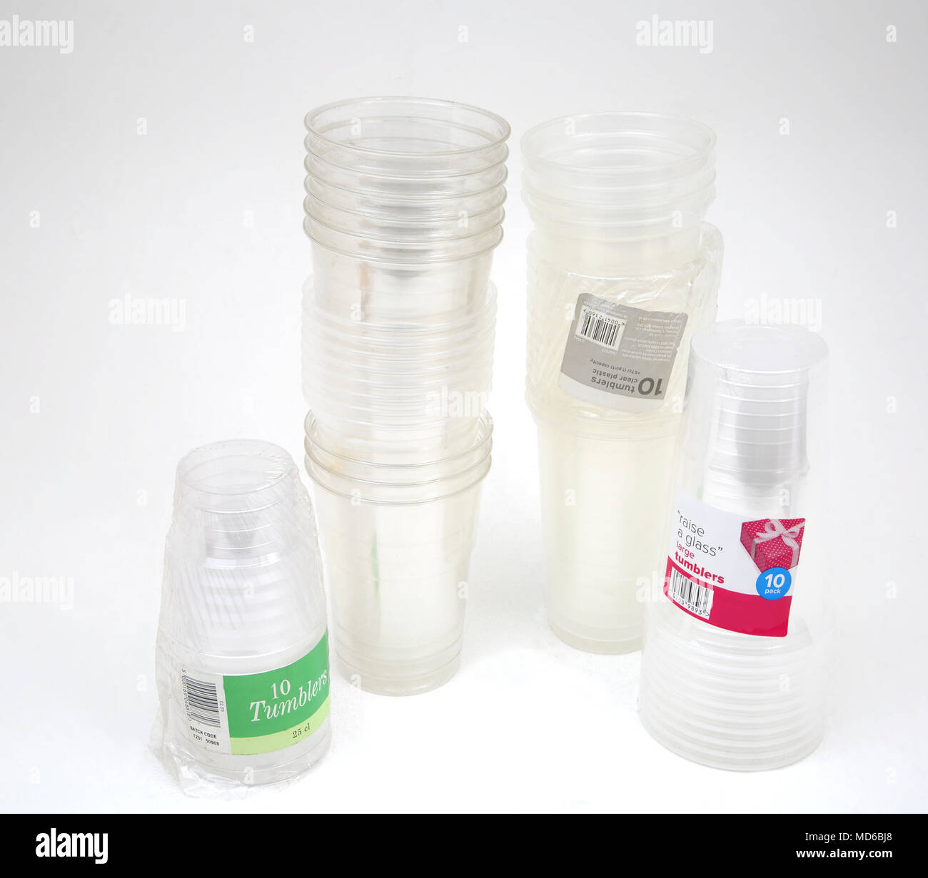 Stacks Of Plastic Tumblers For Parties Stock Photo Alamy