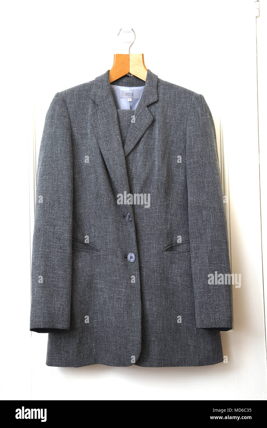 Woman's Grey Skirt Suit Jacket Stock Photo