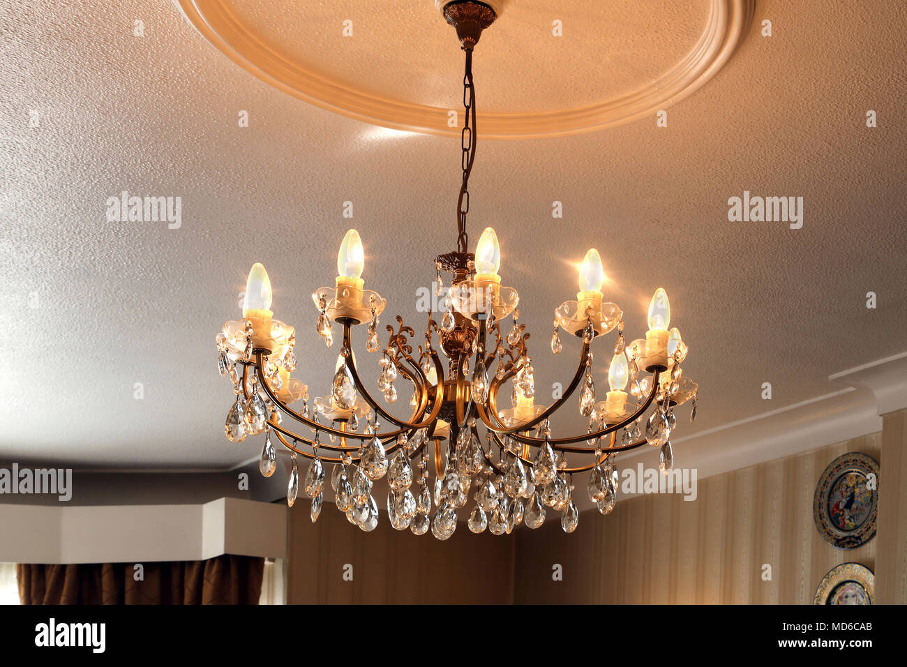 Victorian Crytal Chandelier Stock Photo