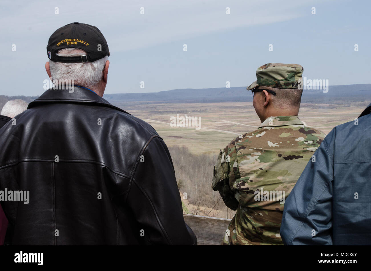 U.S. Army Reserve Ambassadors observed the first convoy live-fire escort team qualification, March 23, 2018 during Operation Cold Steel II  at Fort Knox, Ky. Ambassadors educate the public, community leaders and congressional staff offices about the capabilities and value of the Army Reserve and the Soldiers who live and work in their communities. (U.S. Army Reserve photo by Staff Sgt. Debralee Best/Operation Cold Steel II) Stock Photo