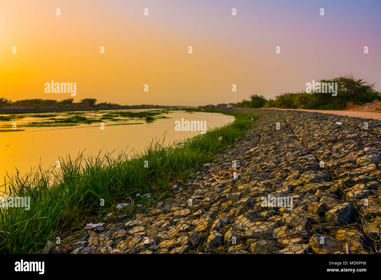 Beautiful Sunrise Reflected In Lake Jeddah Saudi Arabia Stock Photo Alamy