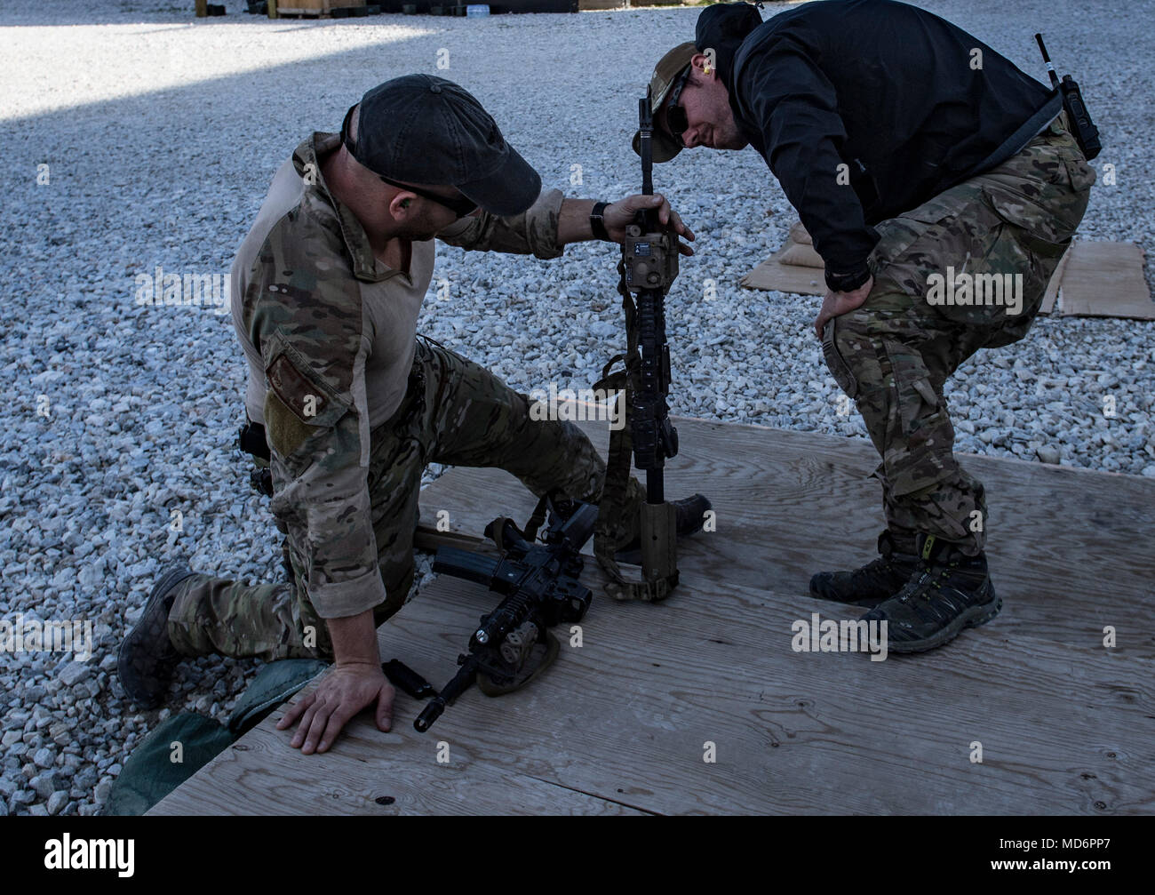 A U.S. Air Force Pararescueman, assigned to the 83rd Expeditionary ...