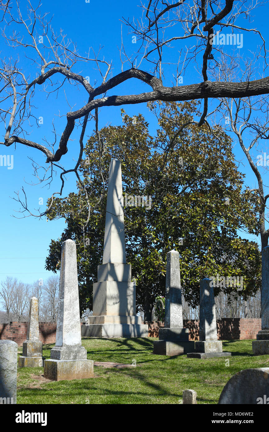 This cemetery is the final resting place of the 4th President of the United States, James Madison, also known as the Father of the Constitution, at his home at Montpelier, Orange, Va., March 16, 2018. A wreath laying ceremony was held in commemoration of the 267th anniversary of the birth of Madison, born in 1751, and has also been decreed as James Madison Appreciation Day for the Commonwealth of Virginia. (U.S. Marine Corps photo by Lance Cpl. Paige M Verry) Stock Photo