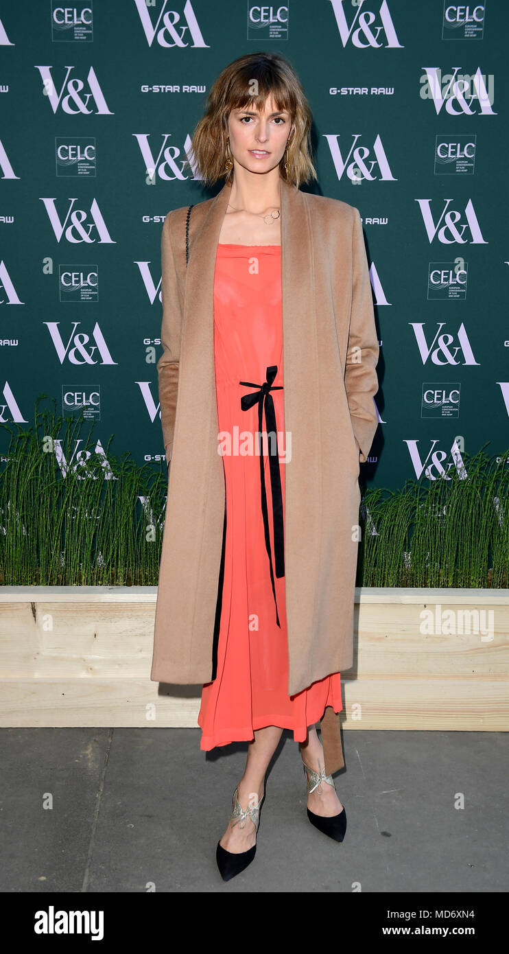 Jacquetta Wheeler attending the VIP preview for the V&A Museum's Fashioned From Nature exhibition, in London. Picture date: Wednesday April 18, 2018. Photo credit should read: Ian West/PA Wire Stock Photo