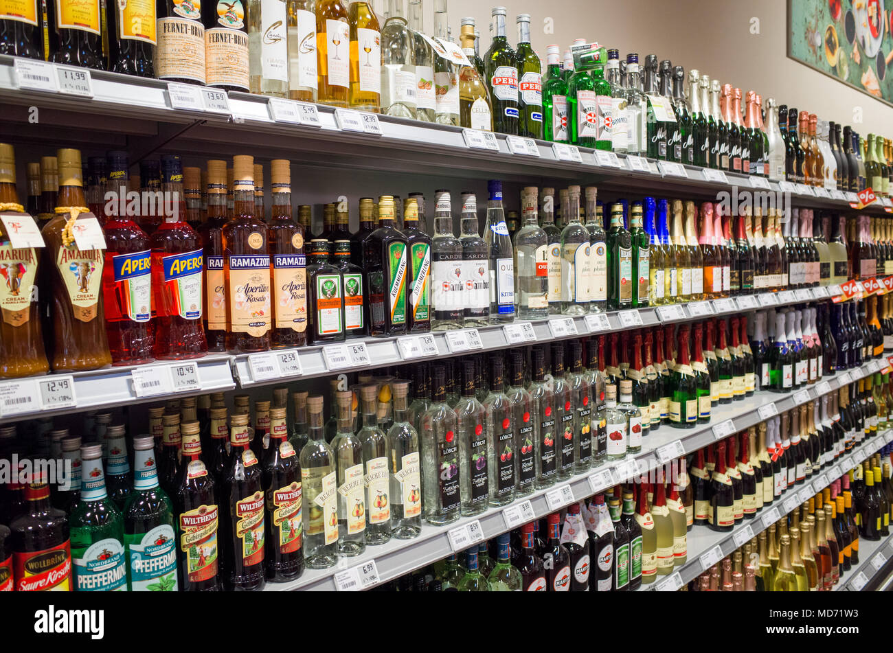 Alcohol for sale in German supermarket Stock Photo Alamy