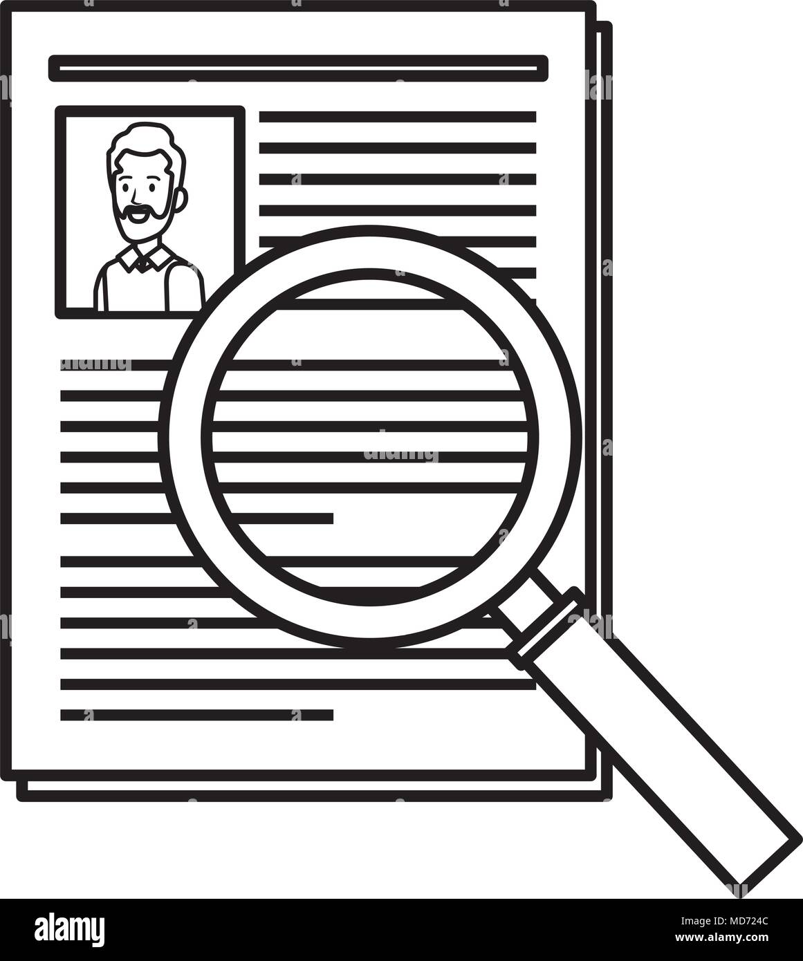 curriculum vitae document with magnifying glass Stock Vector Image