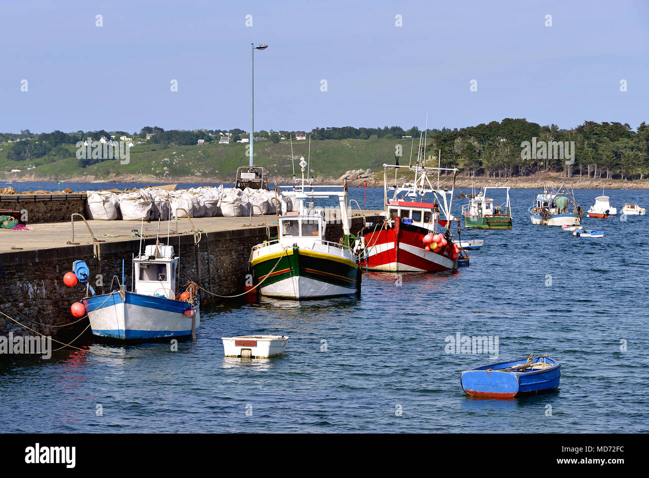 Port of Trédrez-Locquémeau, commune in the Côtes-d'Armor department of Brittany in northwestern France Stock Photo