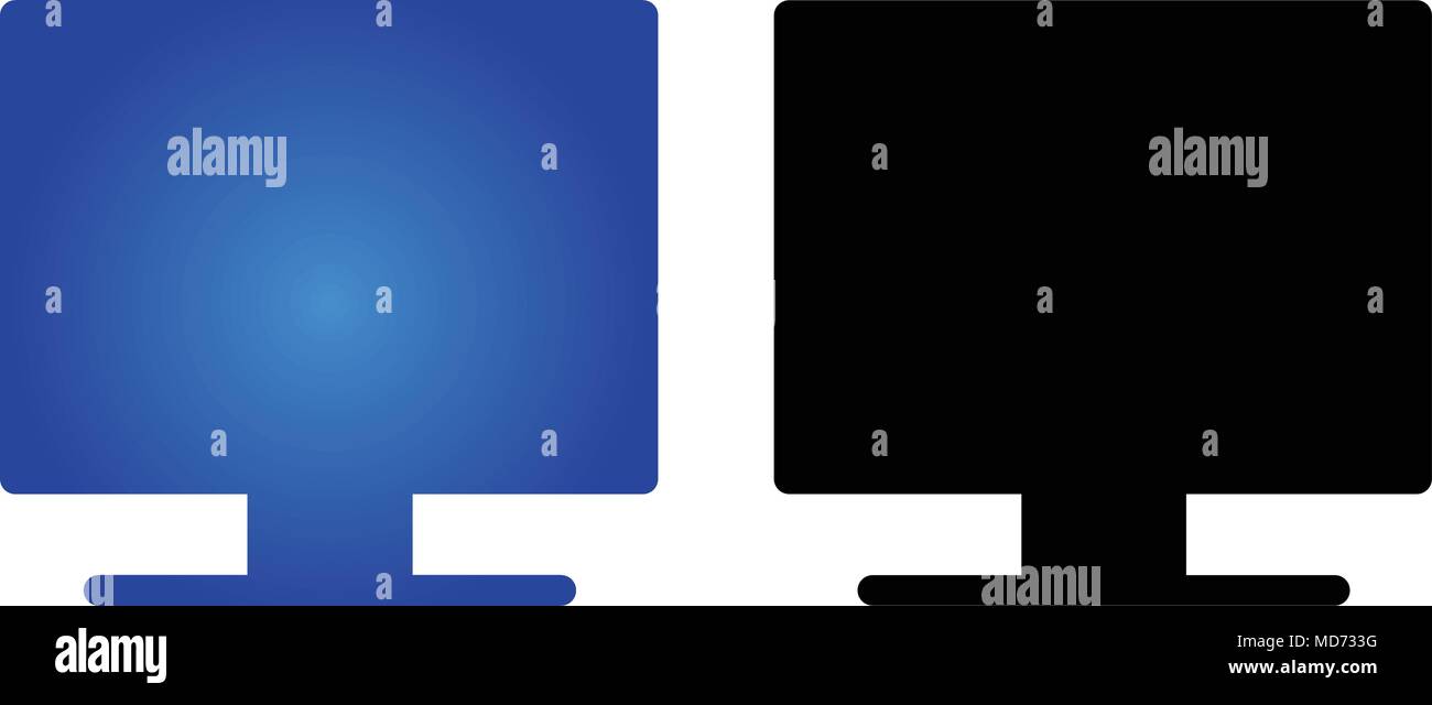 Monitor vector icon. Set of icons. flat style Stock Vector