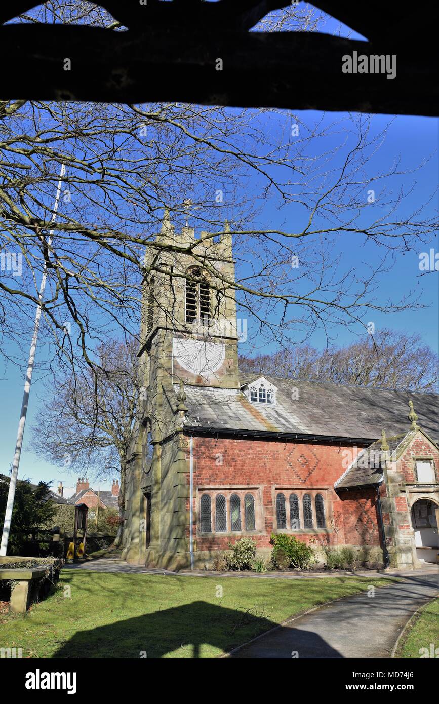 Much Hoole, Lancashire, UK. 20th February 2018. St Michaels church Stock Photo