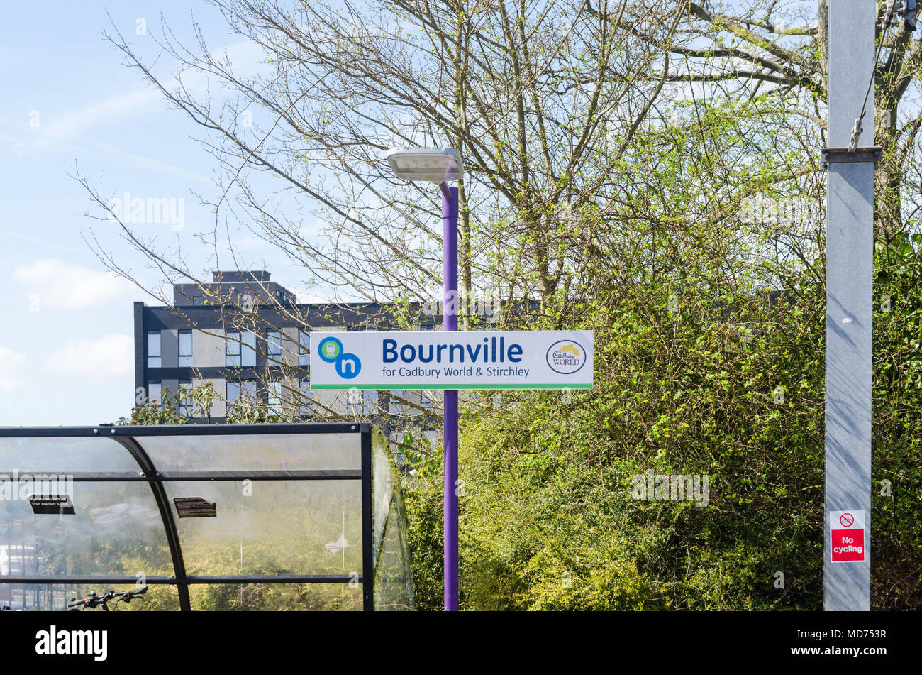 Bournville train station which serves the Cadbury chocolate factory and Cadbury World in Bournville Lane,Bournville, Birmingham, UK Stock Photo