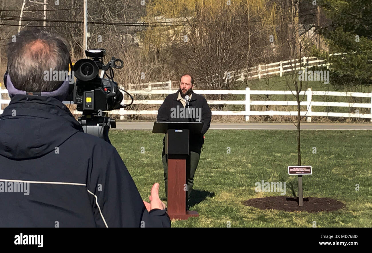 Dr. Philip Baldauf along representatives from the U.S. Department of Agriculture (USDA), Animal Plant Health Inspection Service (APHIS) with the Ohio Department of Agriculture announced that the Asian longhorned beetle (ALB) is eradicated from Stonelick Township in Clermont County, Ohio on 15 March 2018. Stock Photo