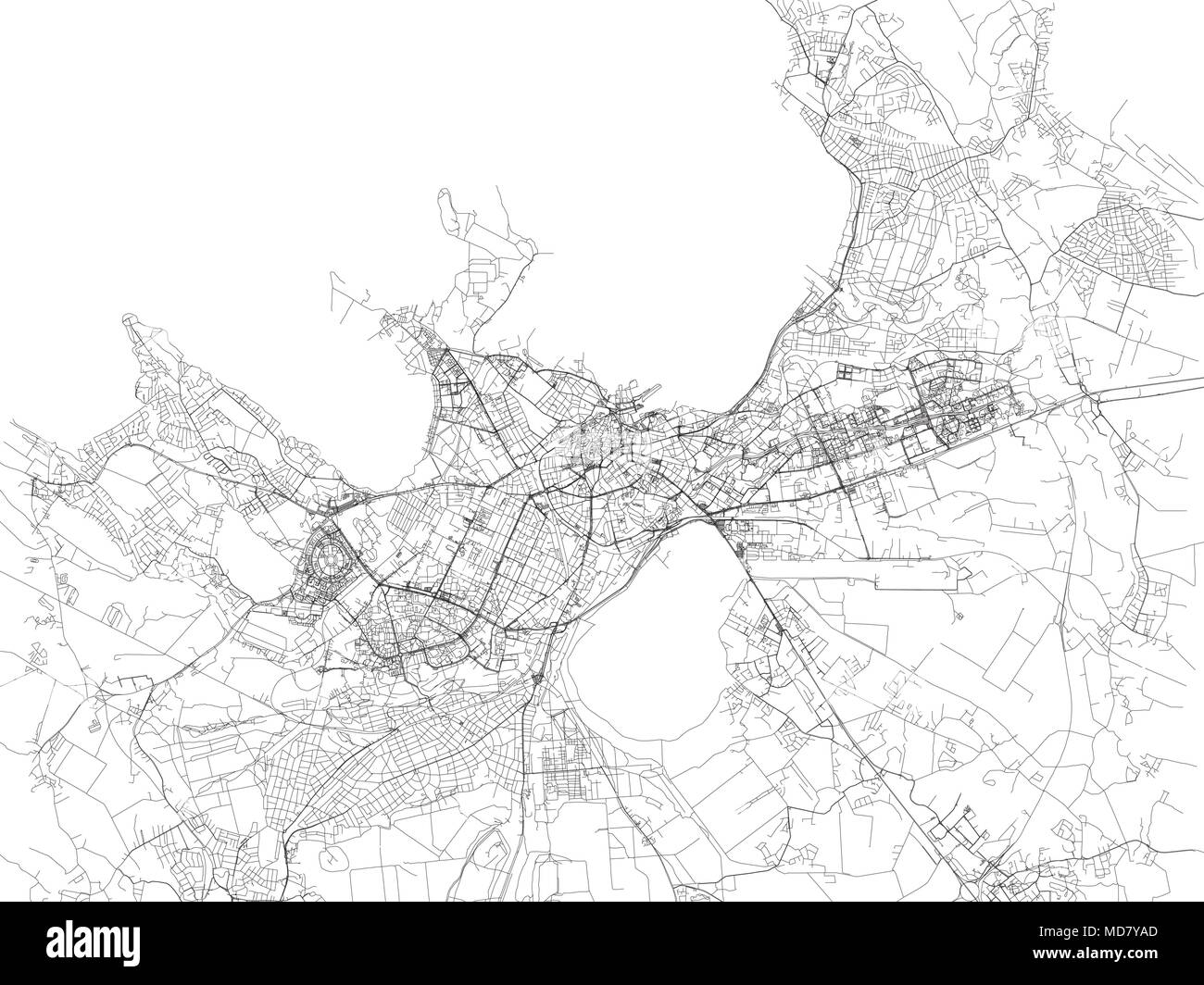 Tallinn map, satellite view, city, Estonia. Capital streets view Stock Vector