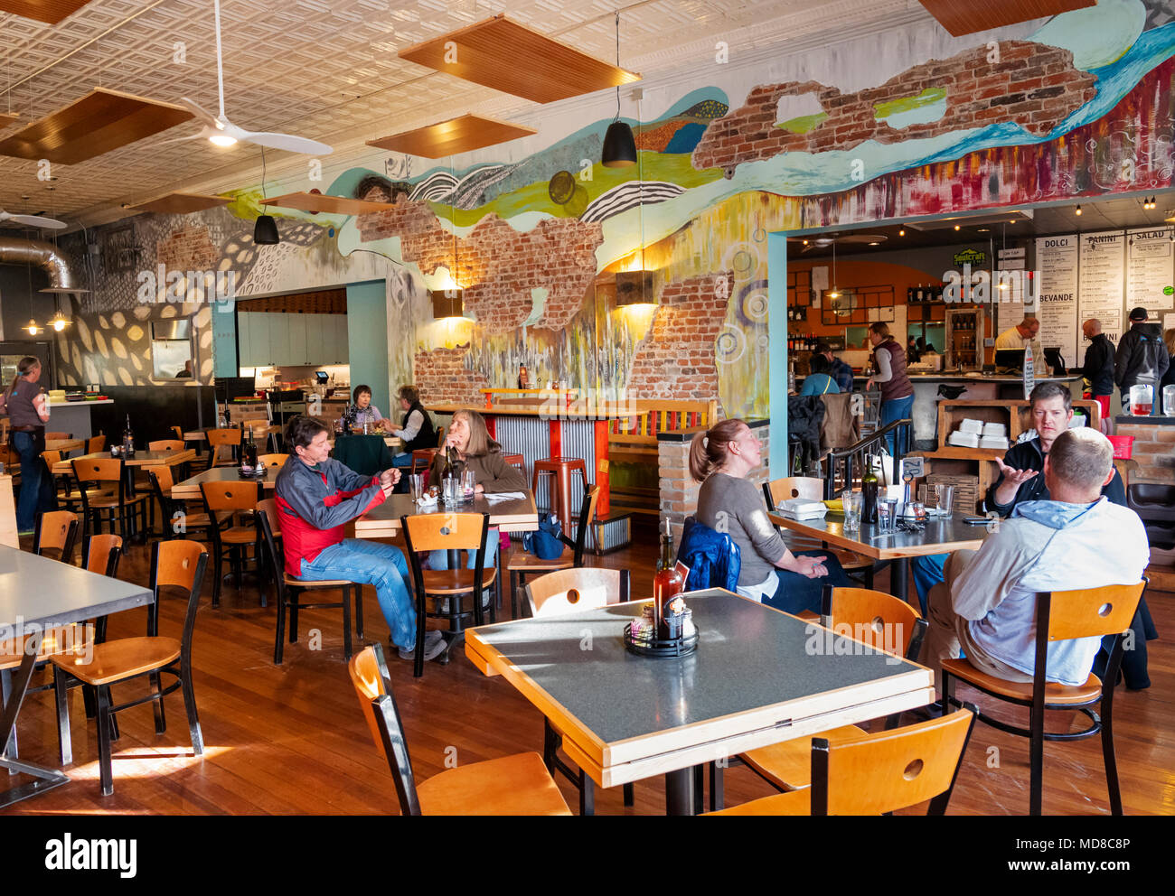 Guests enjoy food & drink: Amicas Pizza & Microbrew; Salida; Colorado; USA Stock Photo