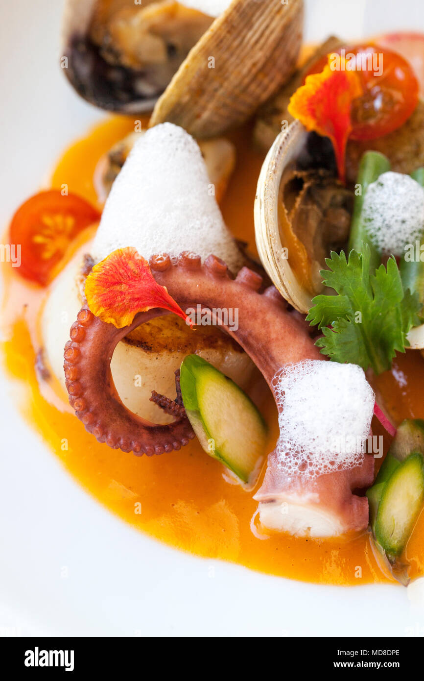 Caldo de mariscos (seafood bisque) La Corona Puerto Vallarta, Jalisco,  Mexico Stock Photo - Alamy