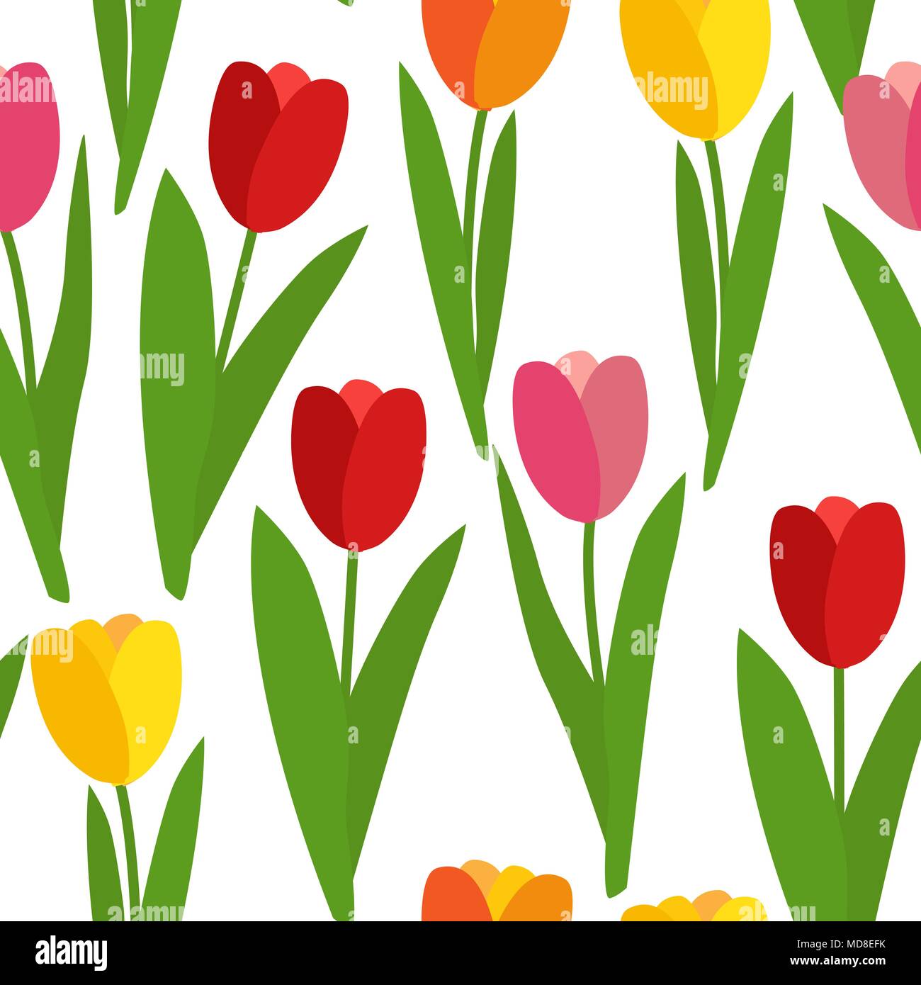 Spring Tulip Flowers Seamless Pattern Background Vector Illustration ...