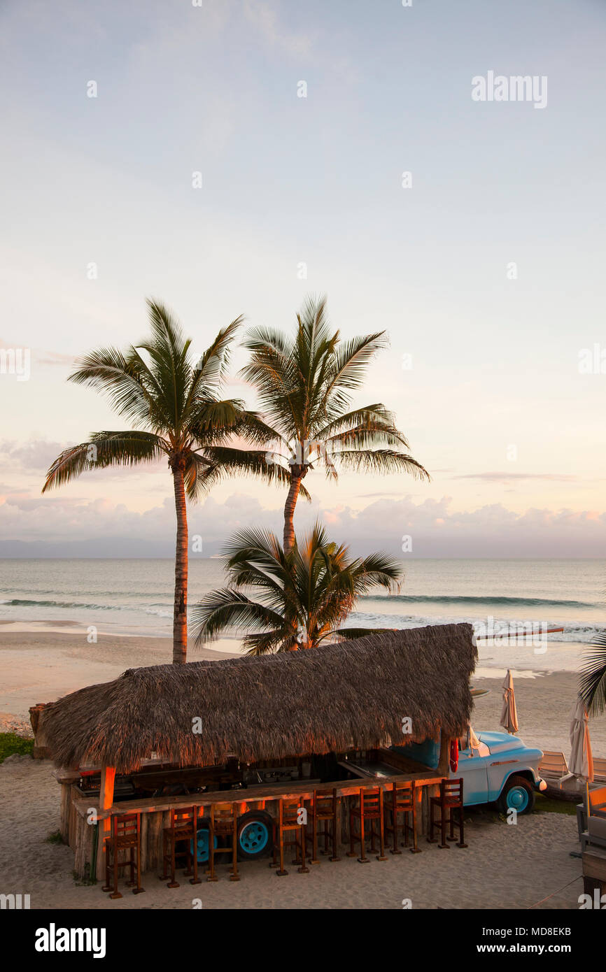 Beachside ceviche bar at W Hotel, Punta de Mita, Riviera Nayarit, Mexico Stock Photo