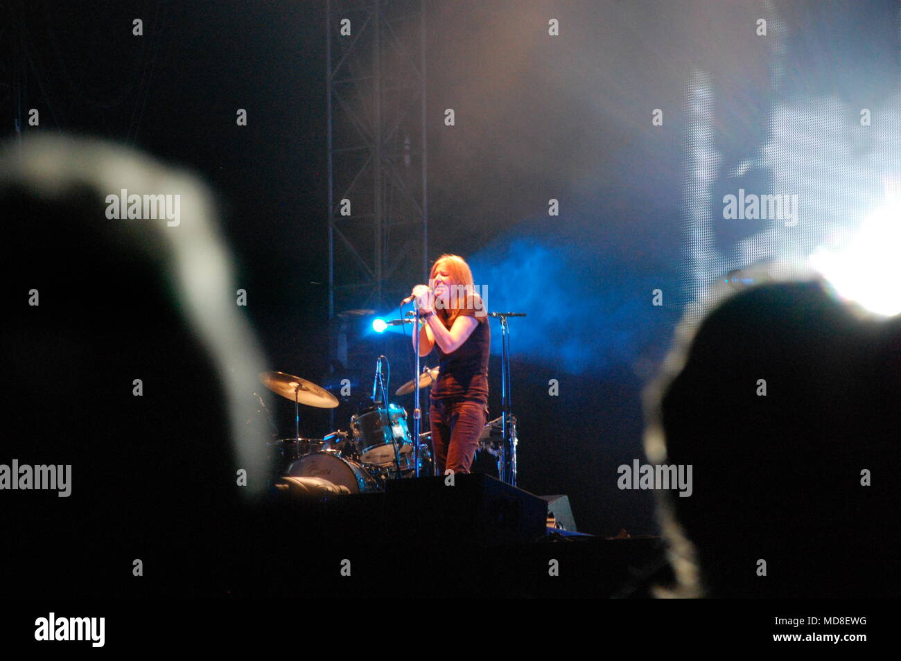 Trencin, Slovakia - July 10, 2011: Beth Gibbons singing live with the Portishead band at Pohoda Festival Stock Photo