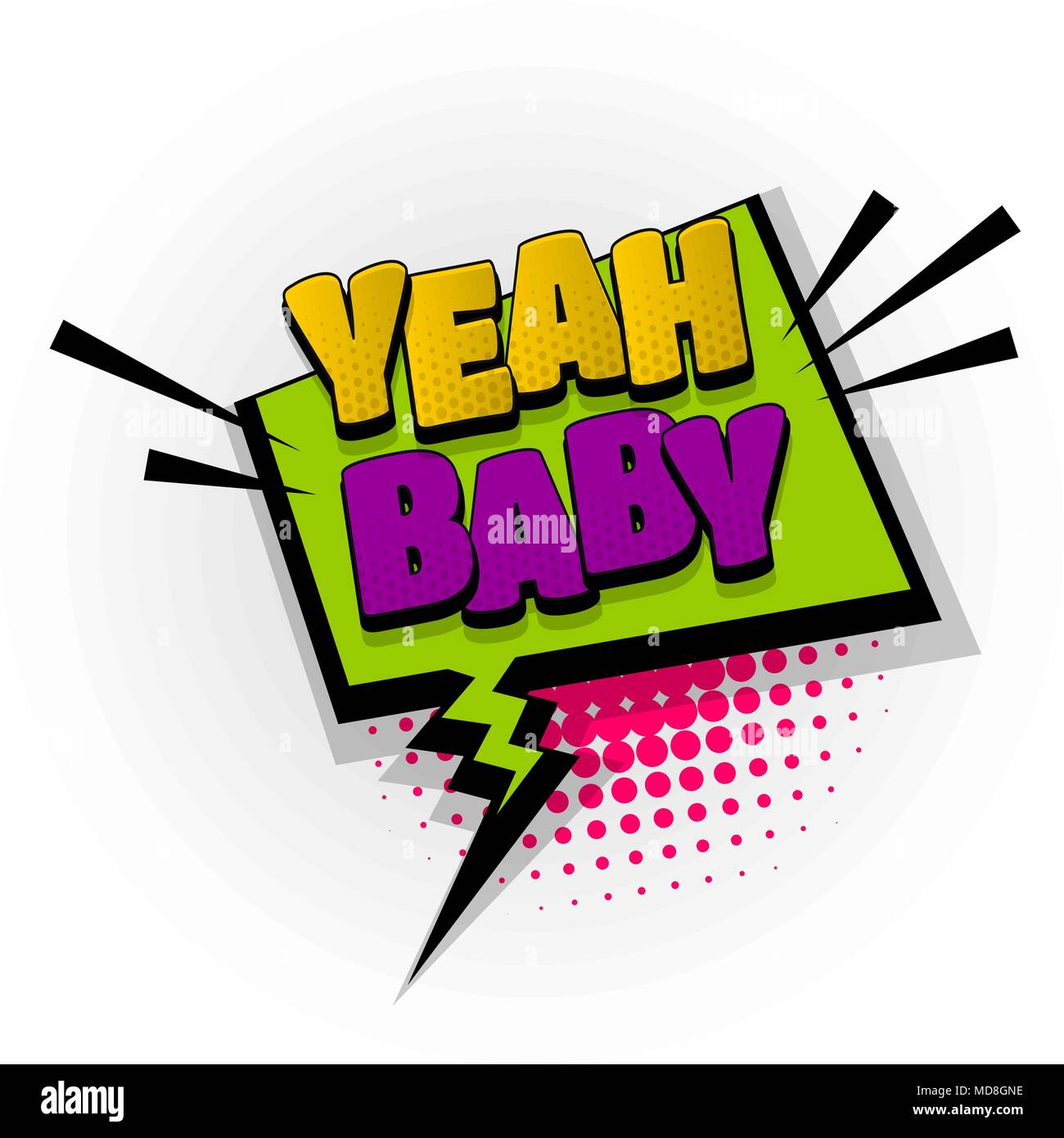 yeah baby comic book text pop art stock vector art illustration