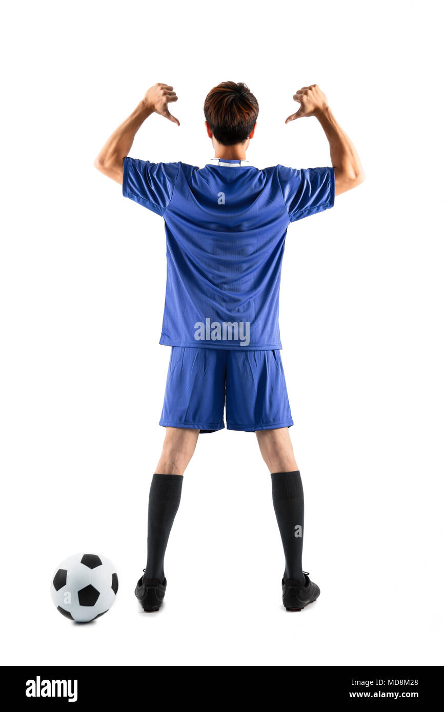 soccer player showing back number Stock Photo
