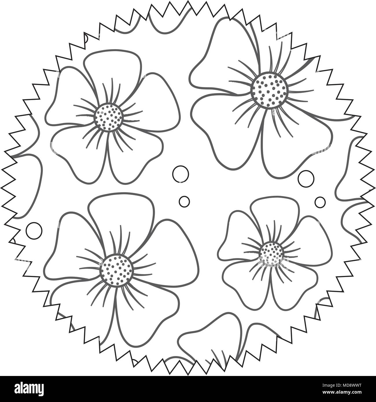 seal stamp with floral design, black and white design. vector ...