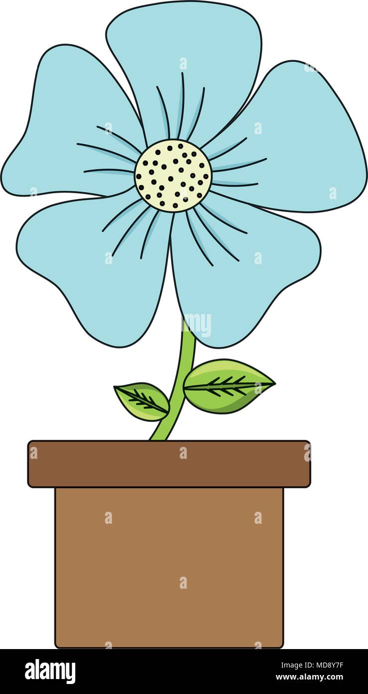 beautiful flower in a pot over white background, colorful design ...
