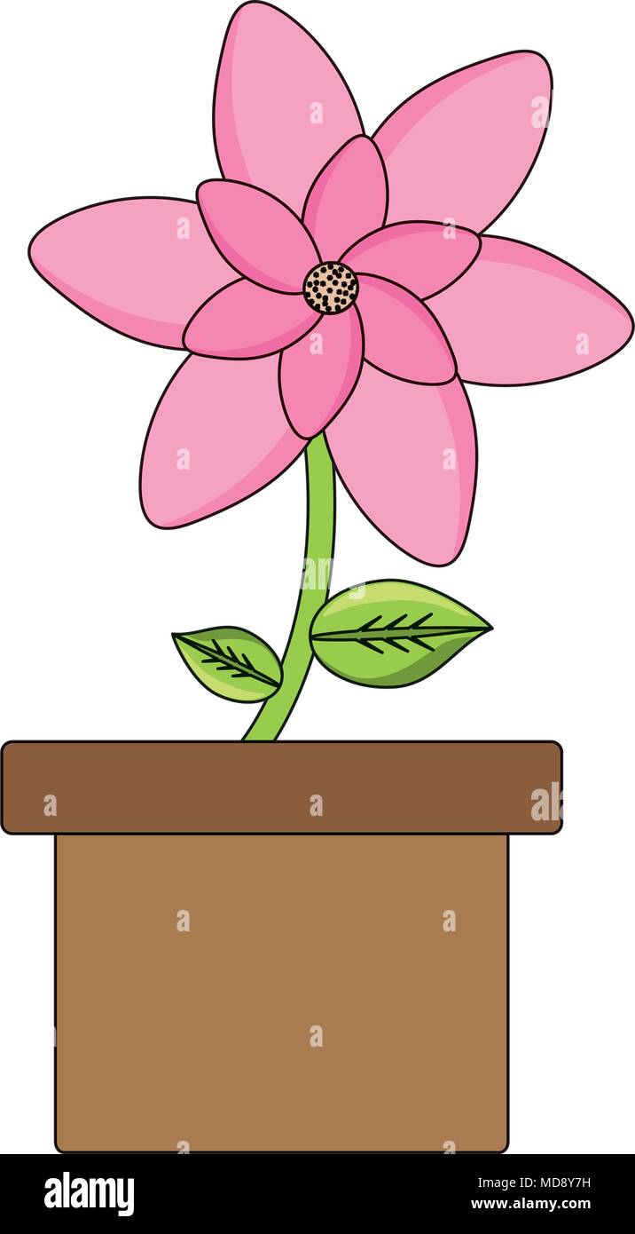 flower plant in a pot over white background, colorful design. vector ...