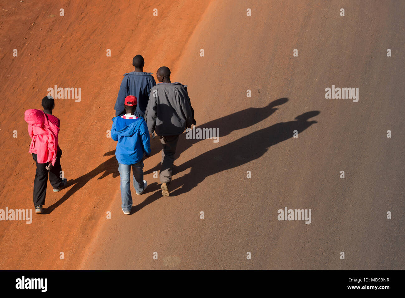 People walking along the newly widened Ngong Road at the juction of the