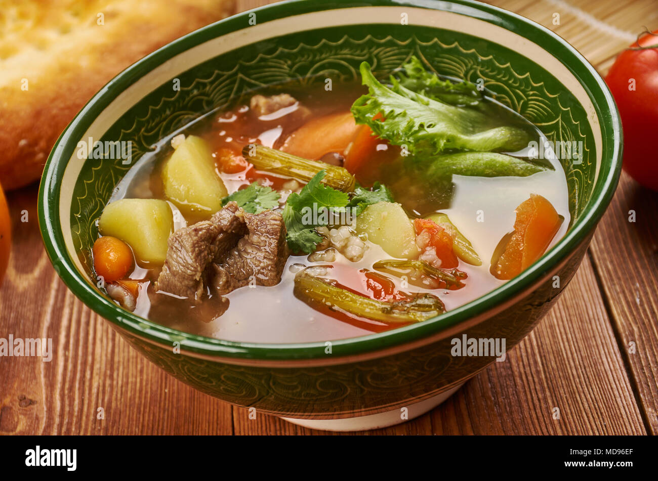 Tajik Rice Tajik brinchoba cuisine, soup with vegetables and rice, Traditional ...