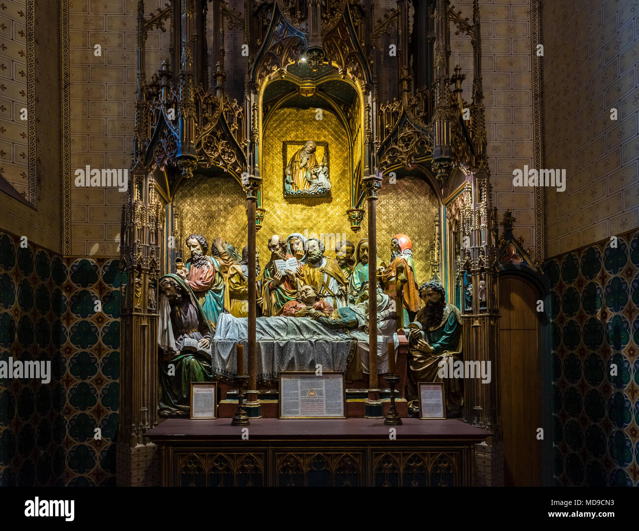Maria-Schlaf-Altar, Gothic, St. Bartholomew's Cathedral, Frankfurt am Main, Hesse, Germany Stock Photo