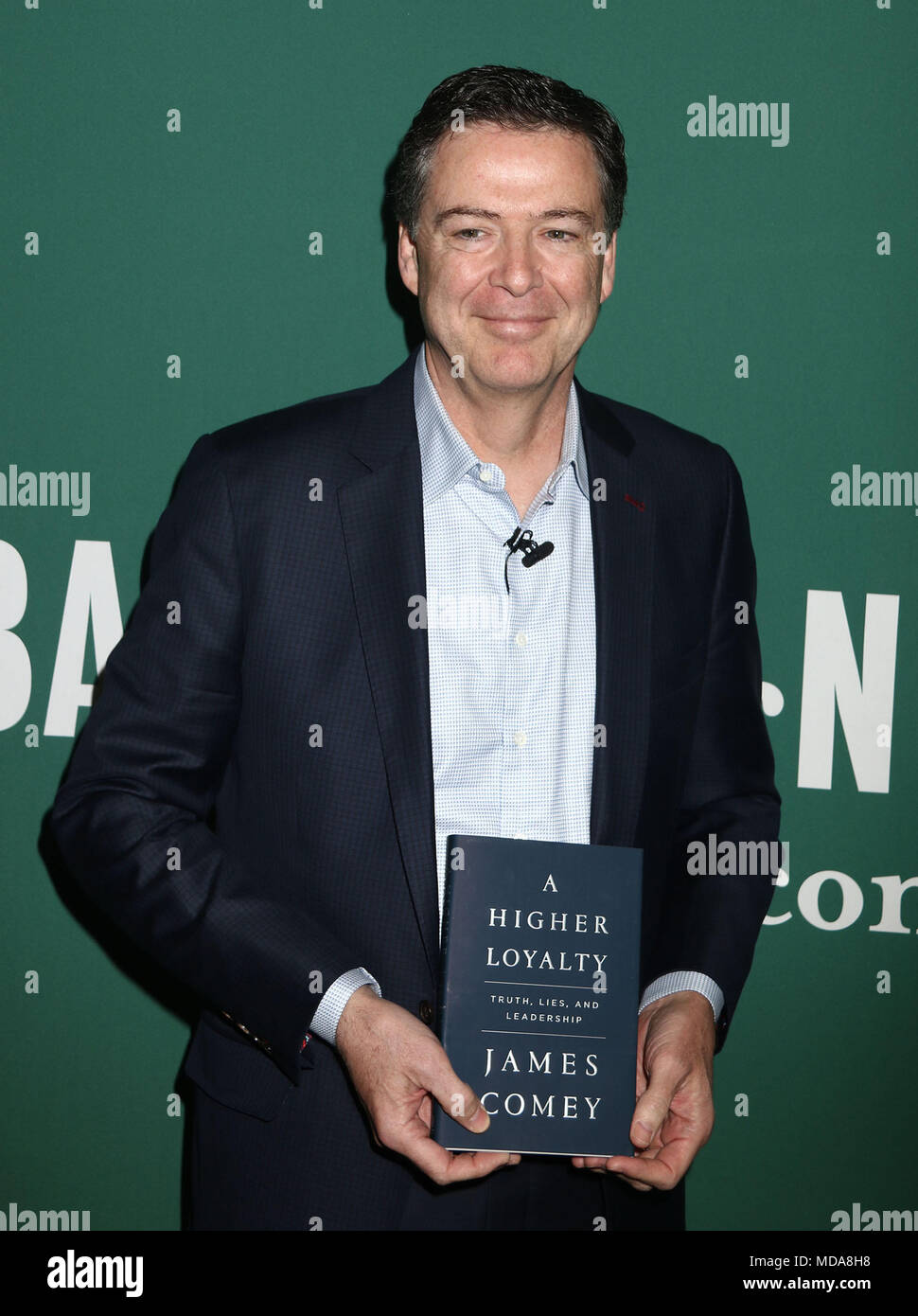 New York City, New York, USA. 18th Apr, 2018. Former FBI director JAMES COMEY promotes his new book 'A Higher Loyalty: Truth, Lies, and Leadership' at Barnes and Noble Union Square. Credit: Nancy Kaszerman/ZUMA Wire/Alamy Live News Stock Photo