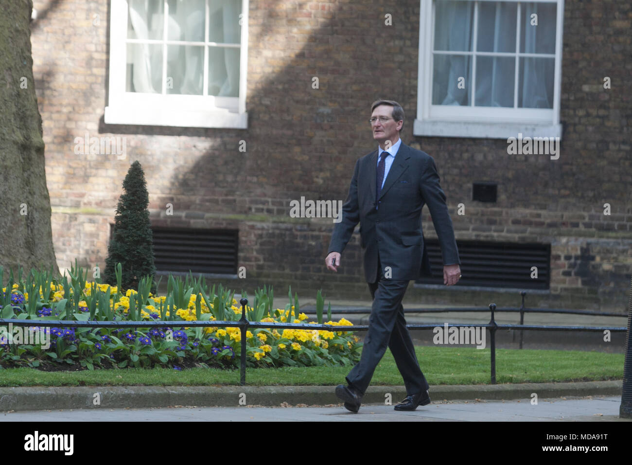 London UK. 18th April 2018. Dominic Grieve who was the former Conservative British Attorney General  who served in the David Cameron cabinet until 2014 and considered to be a Pro EU Remain supporter  arrives at Downing Street London Credit: amer ghazzal/Alamy Live News Stock Photo