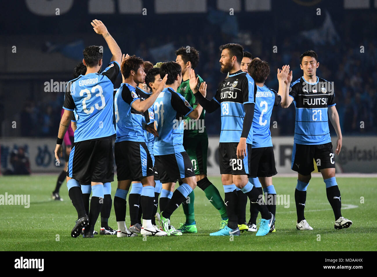 Kawasaki Todoroki Stadium, Kanagawa, Japan. 18th Apr, 2018. Kawasaki Frontale team group, APRIL 18, 2018 - AFC Champions League Group Stage match between Kawasaki Frontale 2-2 Ulsan Hyundai FC