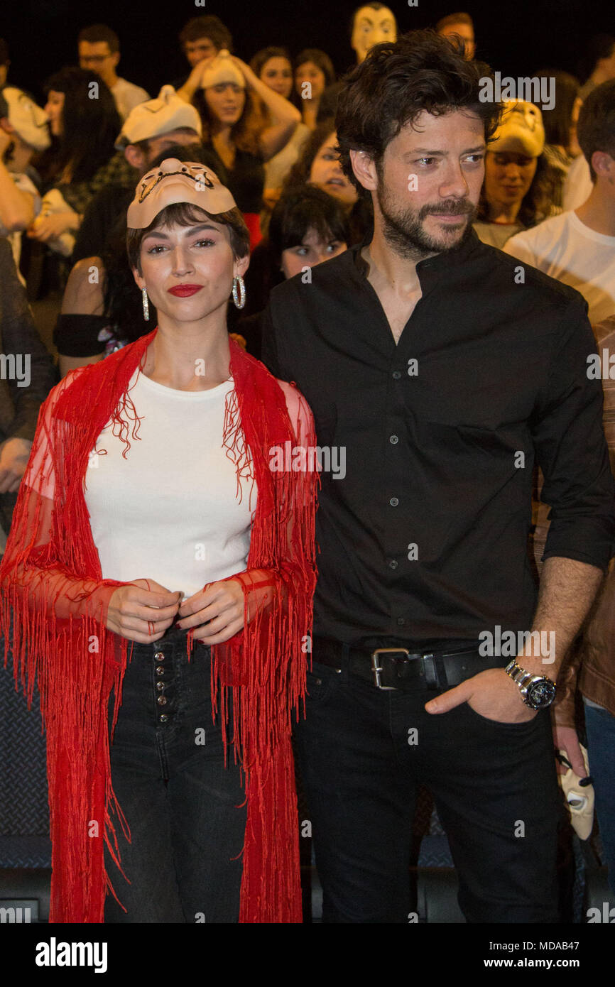 Rome, Presentation "The paper house" of Netflix. In the picture: Ãšrsula CorberÃ³ and Alvaro Morte *** NO WEB *** NO DAILY *** Stock Photo