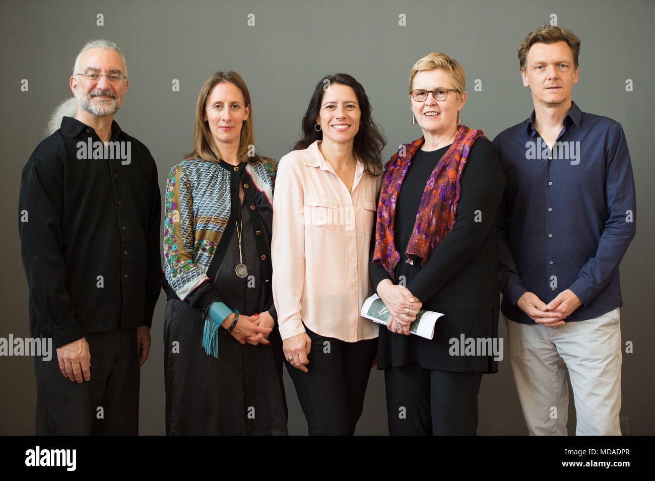 19 April 2018, Germany, Berlin Howard Oransky (lr), curator