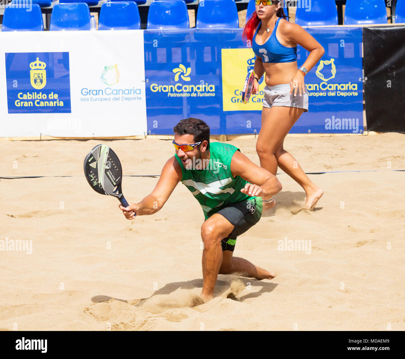 Las Palmas, Gran Canaria, Canary Islands, Spain. 19th April, 2018. With  15,000 Euros prize money at stake, the world`s top ranked beach tennis  players gather on the city beach in Las Palmas